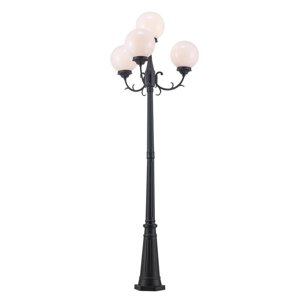 White Cast Aluminum Outdoor Lamp Post with Glass Globe Shades