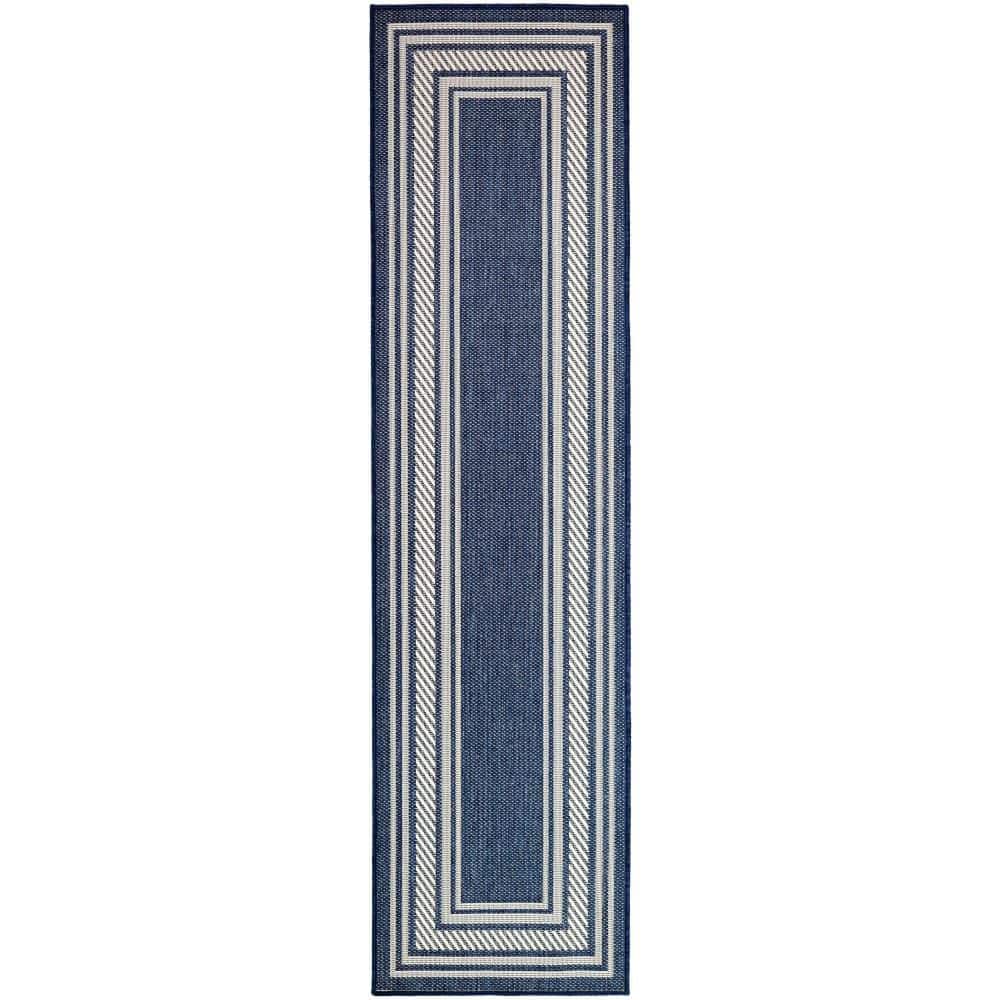 Horizon Navy 2 ft. x 6 ft. Indoor/Outdoor Bordered Contemporary Runner Area Rug price history on PriceWatchPro