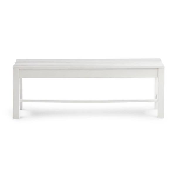 Shine Company 4 ft. Backless Recycled Plastic Outdoor Bench - White