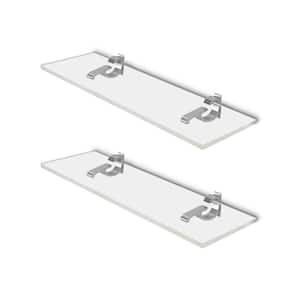 6 in. W x 0.75 in. H x 16.5 in. D Floating Wall Mounted Clear Acrylic Rectangular Shelf in Chrome Brackets Pack of 2
