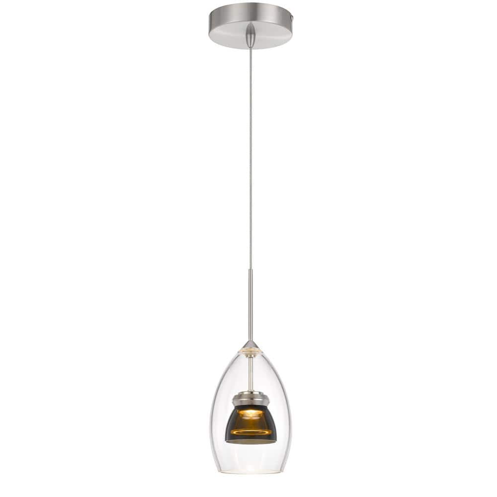 Cal Lighting UP-128-CL-AMBFR Contemporary Modern LED Mini Pendant in Pewter Silver Finish, Nickel 