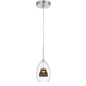 7 in. Integrated LED Clear Smoke Clear Glass and Metal Indoor Pendant