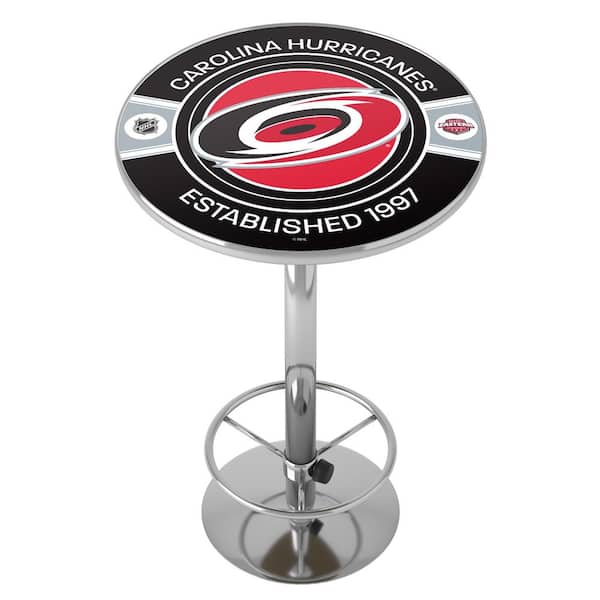 Unbranded Carolina Hurricanes Patch 27 in. Chrome Round Table Top with Adjustable Foot Rest