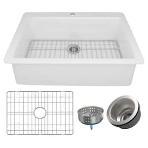 33 in. Drop-in Single Bowl Fireclay Kitchen Sink