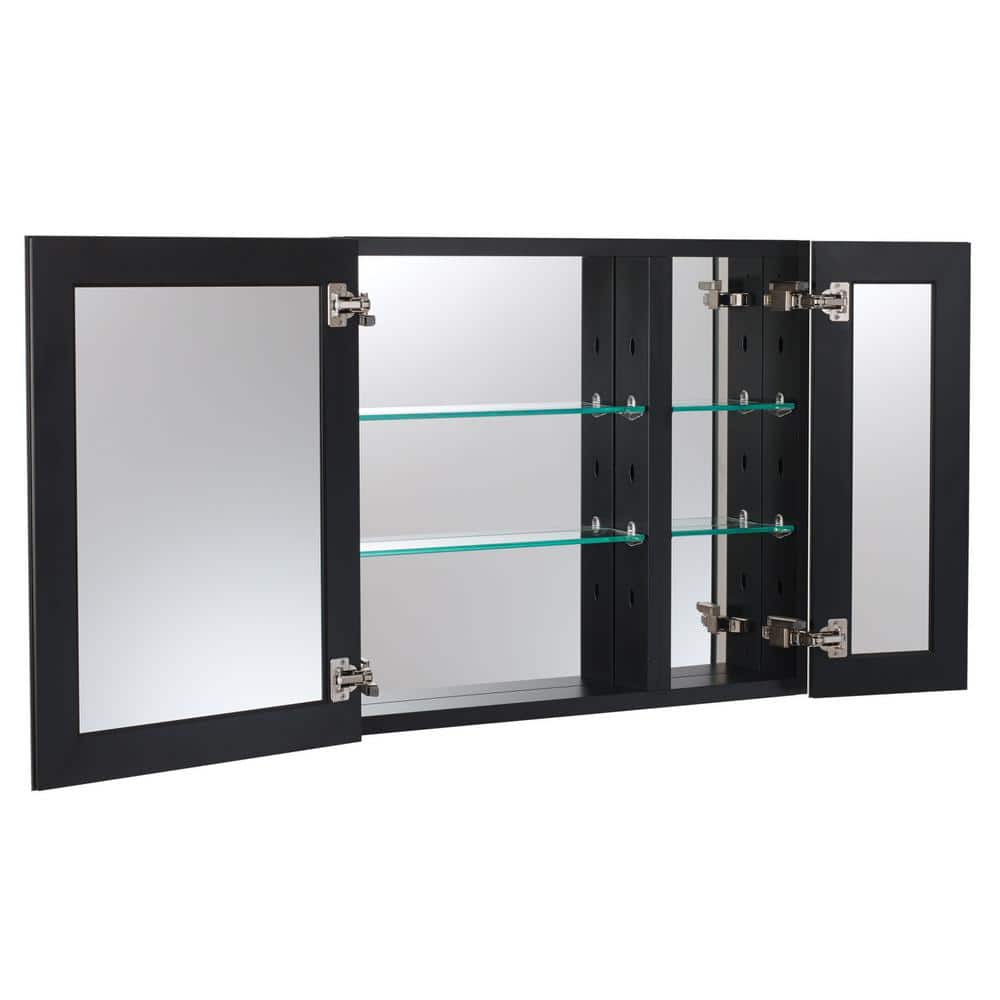 ANGELES HOME 30 in. W x 26 in. H Black Glass Recessed/Surface Mount