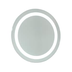 24 in. W x 24 in. H Frameless Round LED Light Bathroom Vanity Mirror in Clear