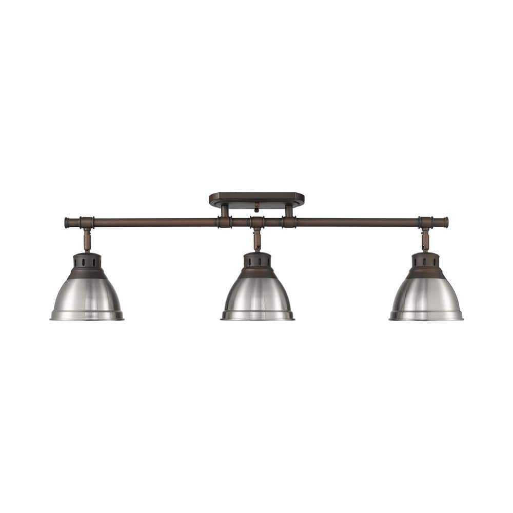 Duncan 6.5 in. 3-Light Rubbed Bronze Semi-Flush Mount with Silver Shade and No Bulbs Included price history on PriceWatchPro