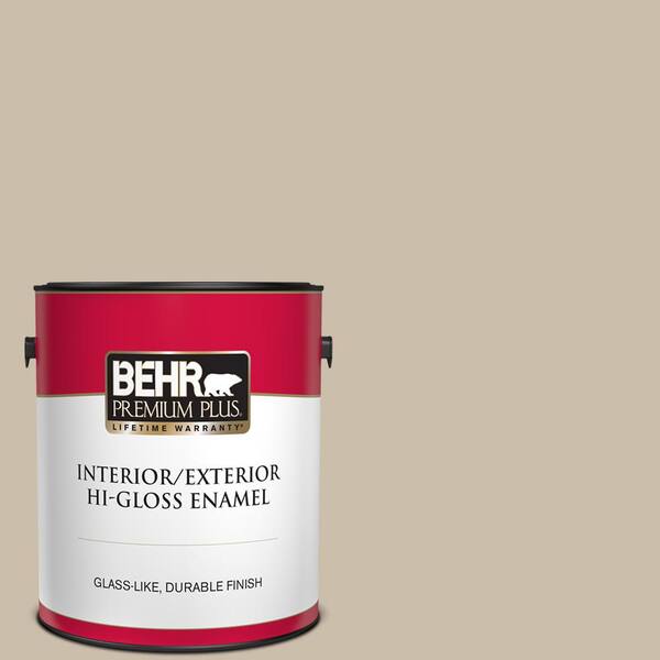 BEHR PREMIUM PLUS 1 gal. Home Decorators Collection #HDC-AC-10 Bungalow Beige Hi-Gloss Enamel Interior/Exterior Paint