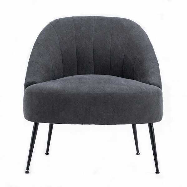 URTR Dark Gray Polyester Fabric Thick Foam Padded Accent Chair Living Room Bedroom Side Chair with Backrest ( Set of 1)