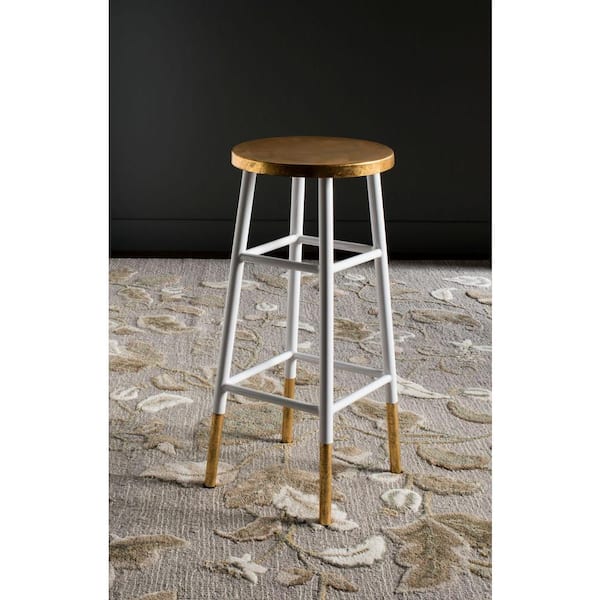 Emery 30 in. White/Gold Bar Stool