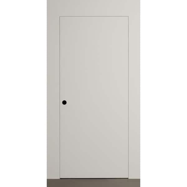 Invisible Reverse Frameless 30in. x 80in. Right Hand Primed White Wood Single Prehung Interior door w/ Concealed Hinges