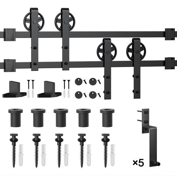 Have A Question About Winsoon 6 Ft 72 In Frosted Black Sliding Bypass Barn Door Hardware Track Kit For Double Doors With Non Routed Floor Guide Pg 1 The Home Depot Non Routed Floor Guide, Sliding Door Bottom Track Home Depot