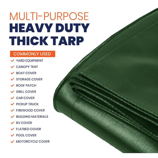 TARPCO SAFETY Waterproof UV Resistant Rip and Tear Proof Heavy Duty Green  Polyethylene 10 Mil Tarp ft. x ft. TS-153-6x8 The Home Depot