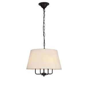 Timeless Home Mann 4-Light Pendant in Black with 17 in. W x 9 in. H Shade