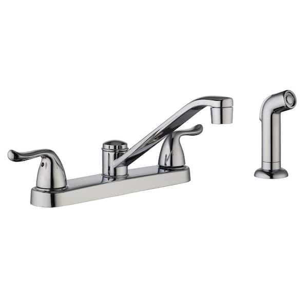 Glacier Bay Constructor 2-Handle Standard Kitchen Faucet with Side Sprayer in Chrome