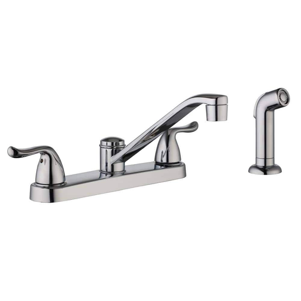 Glacier Bay Constructor 2 Handle Standard Kitchen Faucet With Side Sprayer In Chrome Hd67099 1b01 The Home Depot