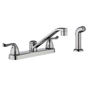 Constructor 2-Handle Standard Kitchen Faucet with Side Sprayer in Chrome