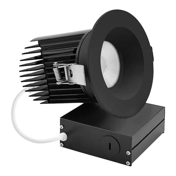 4 in. Integrated LED Trimless Regressed Spotlight with Round Black Trim, 5CCT, CRI90, 22W, 1700LM, Dimmable, IC Rated