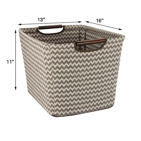 Household Essentials Canvas Bin with Vegan Leather Trim