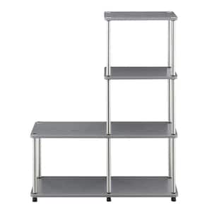 Designs2Go 41.75 in. Gray Particle Board 4 Shelf Etagere Bookcase with Metal Frame