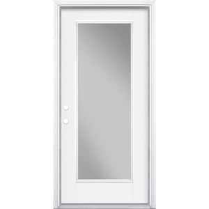 36 in. x 80 in. Full Lite Right-Hand Inswing Primed Smooth Fiberglass Prehung Front Exterior Door w/ Brickmold