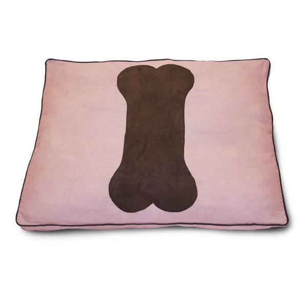 Home Fashions International Dog Bone Chocolate Applique Pink Pet Bed