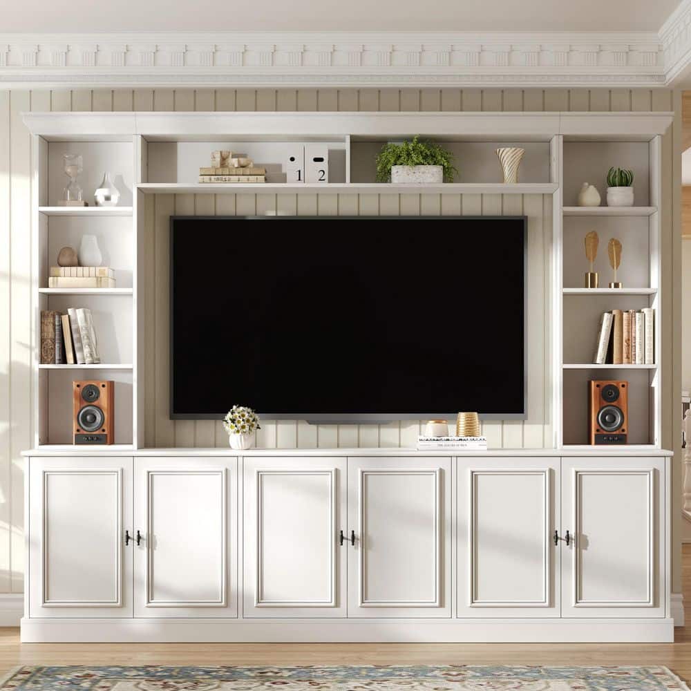 大型ディスプレイ キャビネット ホワイト white-aisword-tv-stands-