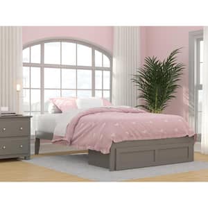 Colorado Grey Full Solid Wood Storage Platform Bed with Foot Drawer and USB Turbo Charger