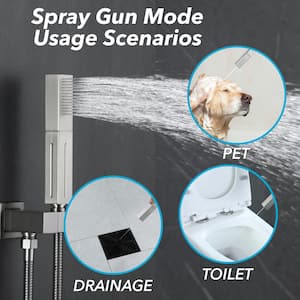 5-Spray Shower Head 20*10 Wall Fixed and Handheld Shower Head 1.8 GPM with Pressure Balance and 4-Jet in Brushed Nickel