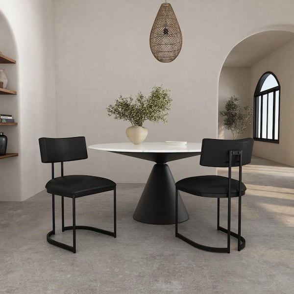 Juno Contemporary Modern Black Faux Leather Upholstered Dining Side Chair