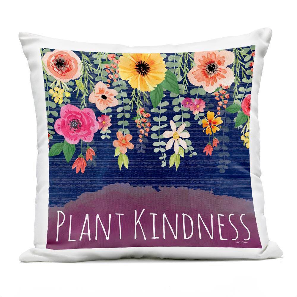 Plant Kindness with Florals Purple Square Outdoor Throw Pillow price history on PriceWatchPro