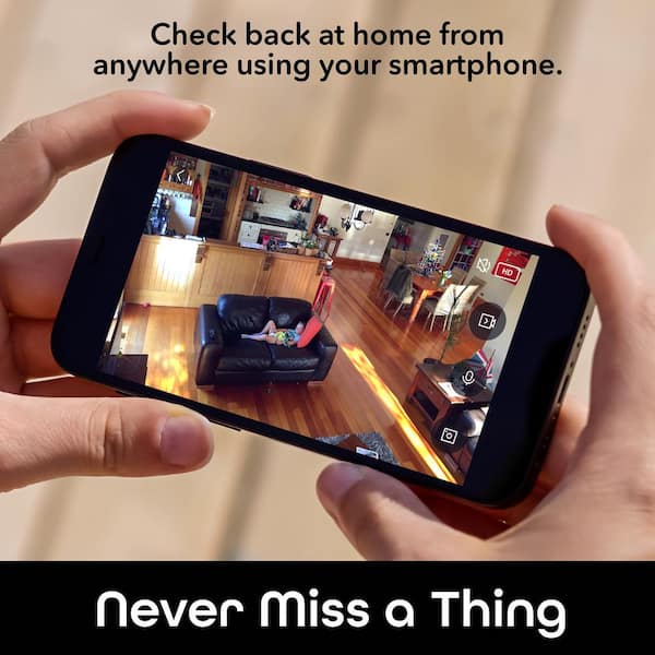 Geeni Vision 2K Wired Plug-In Indoor Smart Security Camera, Flexible Stem, Night Vision, Two-Way Talk, Live View, White