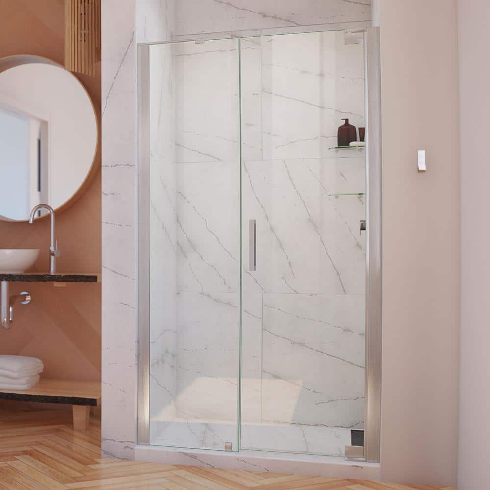 Elegance-LS 46-1/2 in. to 48-1/2 in. W x 72 in. H Frameless Pivot Shower Door in Brushed Nickel price history on PriceWatchPro