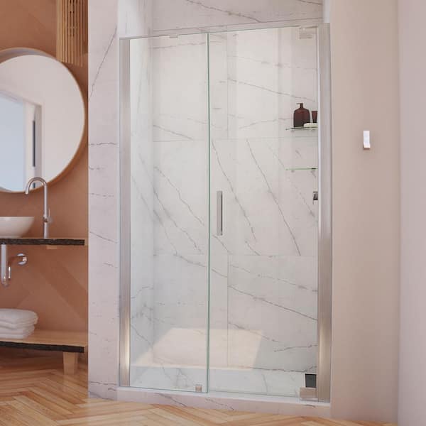 DreamLine Elegance-LS 46-1/2 in. to 48-1/2 in. W x 72 in. H Frameless Pivot Shower Door in Brushed Nickel