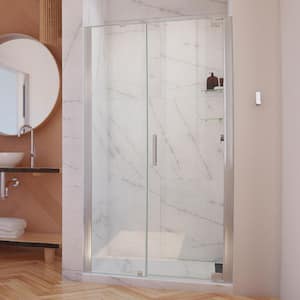 Elegance-LS 50 in. to 52 in. W x 72 in. H Frameless Pivot Shower Door in Brushed Nickel