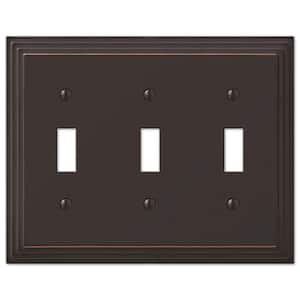 Tiered 3 Gang Toggle Metal Wall Plate - Aged Bronze