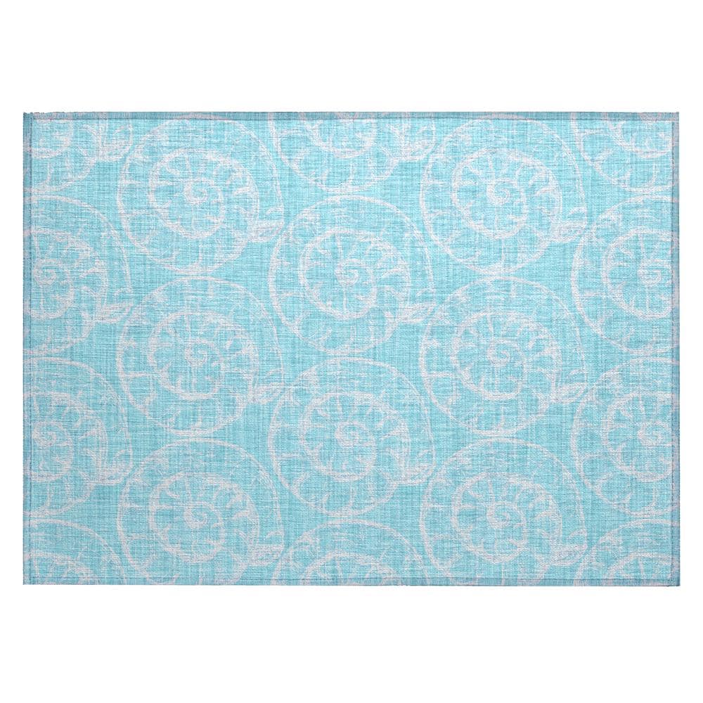 Surfside 1 ft. 8 in. x 2 ft. 6 in. Blue Geometric Indoor/Outdoor Area Rug