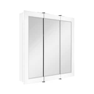 24-3/16 in. W x 24 in. H Framed Surface-Mount Tri-View Bathroom Medicine Cabinet with Mirror, White