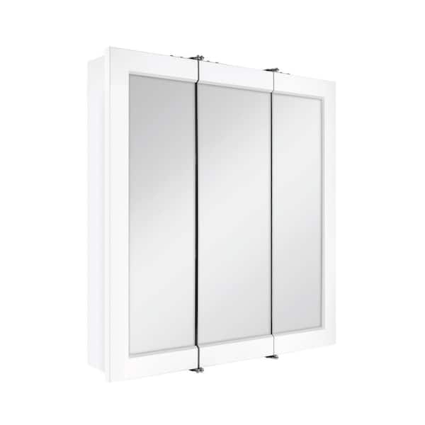Glacier Bay 24-3/16 in. W x 24 in. H Framed Surface-Mount Tri-View Bathroom Medicine Cabinet with Mirror, White