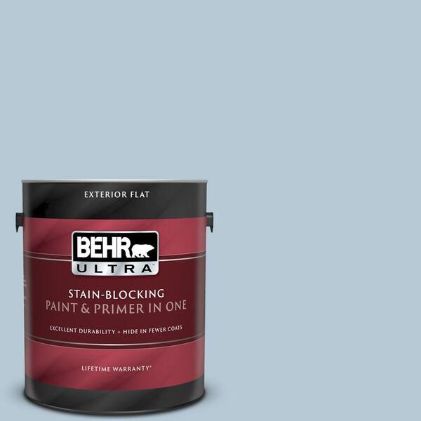 BEHR ULTRA 1 gal. #UL230-13 Denim Light Flat Exterior Paint and Primer in One