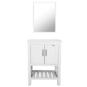 24 in. W x 20 in. D x 32 in. H Bath Vanity Cabinet without Top in White with Mirror