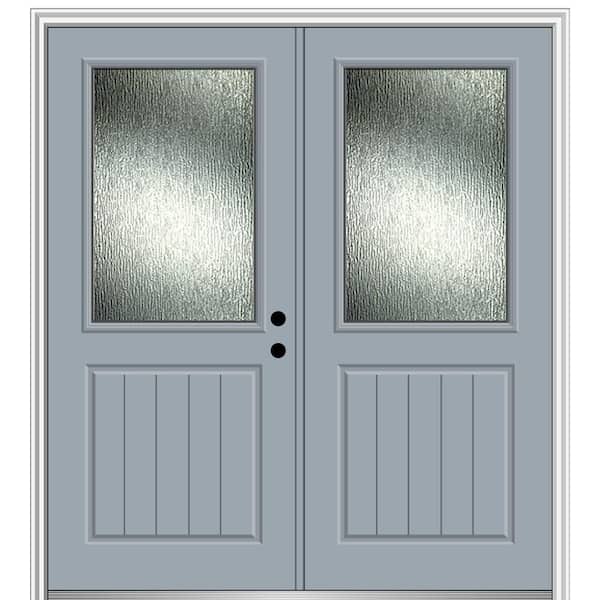 MMI Door 72 in. x 80 in. Left-Hand/Inswing Rain Glass Storm Cloud Fiberglass Prehung Front Door on 4-9/16 in. Frame