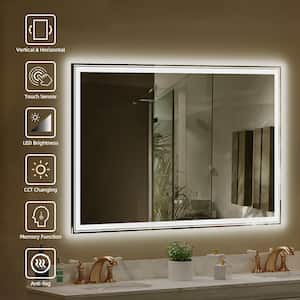 60 in. W x 40 in. H Rectangular Frameless Anti-Fog LED Light Wall Bathroom Vanity Mirror