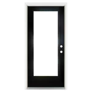 36 in. x 80 in. Left-Hand Inswing Full-Lite Low-E Glass Black Finished Fiberglass Prehung Front Door