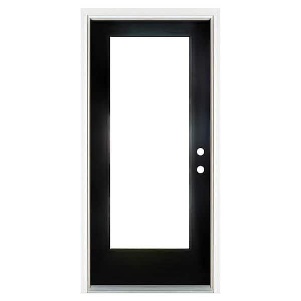 MP Doors 36 in. x 80 in. Left-Hand Inswing Full-Lite Low-E Glass Black Finished Fiberglass Prehung Front Door