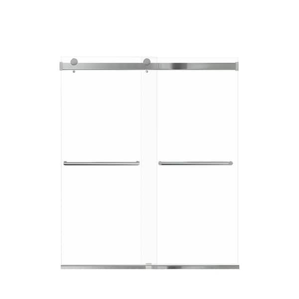 Transolid Brianna 60 in. W x 70 in. H Sliding Frameless Shower Door in Polished Chrome with Clear Glass