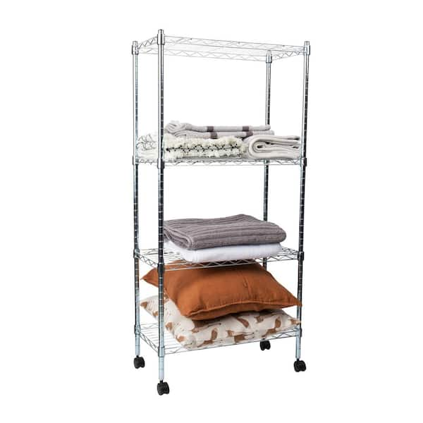 Mind Reader Alloy Collection Metal Adjustable 4 Tier Industrial Storage  Shelves with Wheels 49 12 H x 13 12 W x 23 14 L Silver - Office Depot