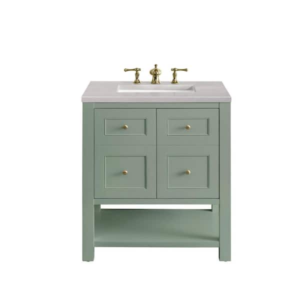 James Martin Vanities Breckenridge 30.0 in. W x 23.5 in. D x 34.2 in. H Bathroom Vanity in Smokey Celadon with Eternal Serena Quartz Top