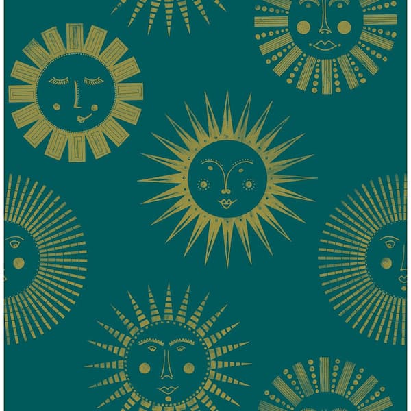 NuWallpaper Teal Konark Peel and Stick Wallpaper Sample