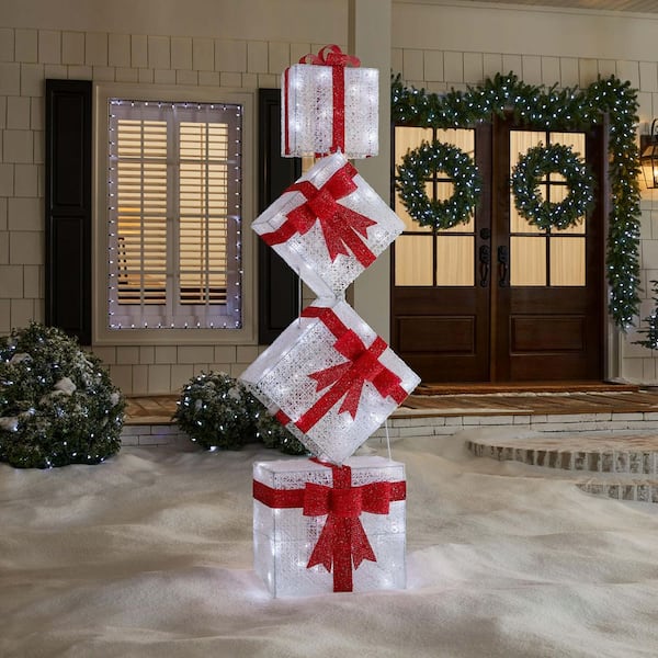5.5 ft. Icicle Shimmer Twinkling LED Stacked Gift Boxes Y16
